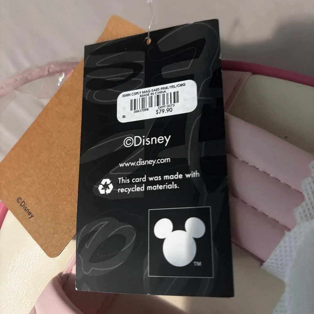 Disney Minnie Mouse Floral Embroidered Magnetic Ears Backpack Pink Cream NEW